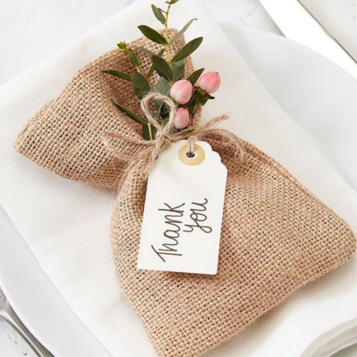 Sachets dragées en jute