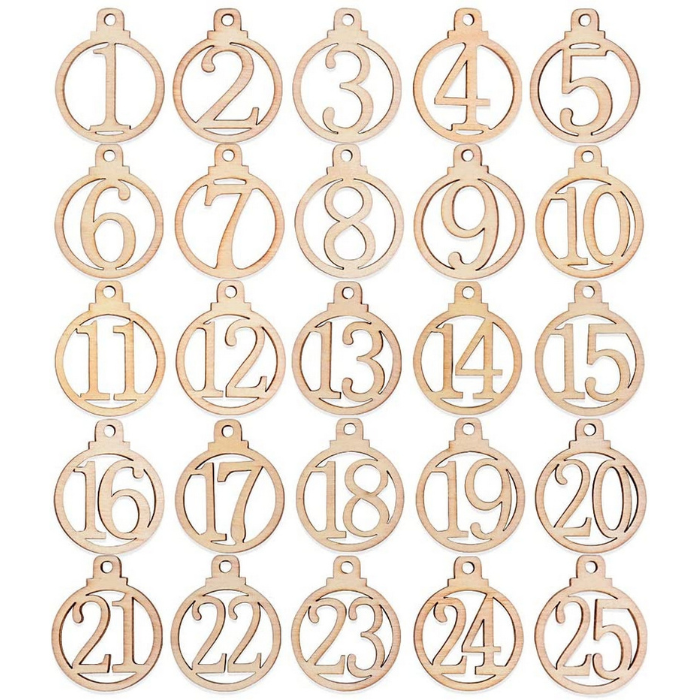 Set of 25 Wooden Advent Numbers