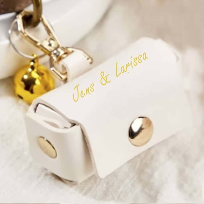 Boîte à alliances pour chien, personnalisée avec les noms des mariés et la date du mariage
