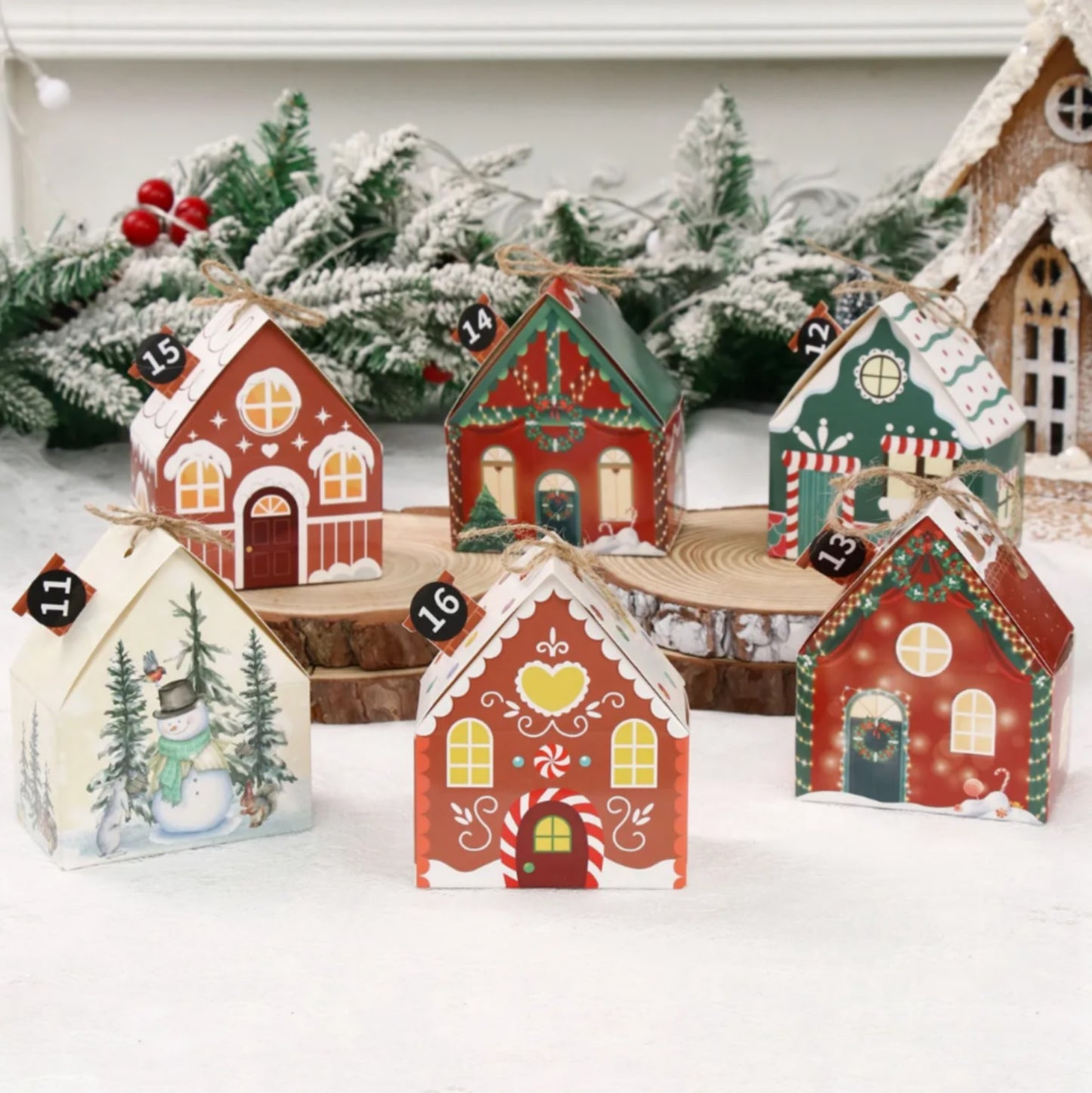 DIY Advent Calendar Kit - Set of 28 Christmas House Boxes with Numbers