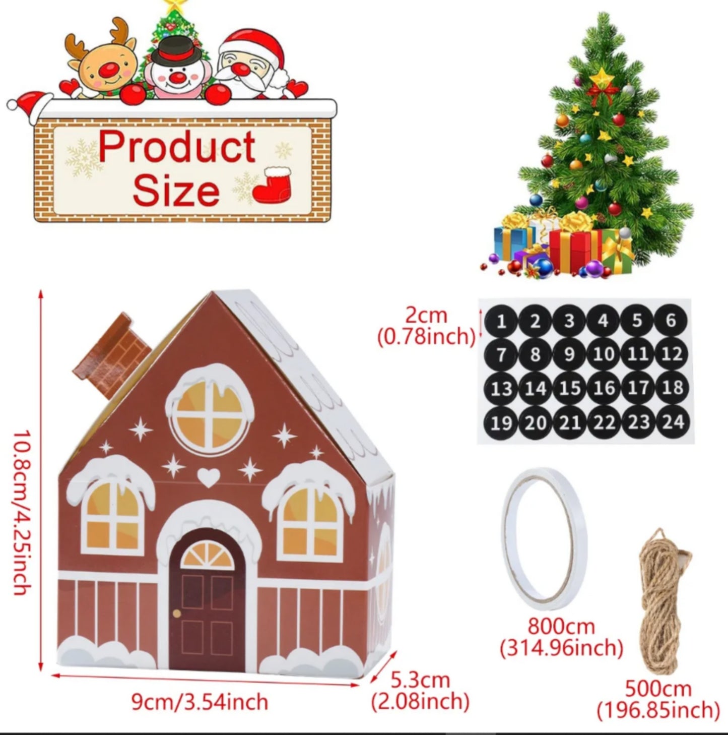 DIY Advent Calendar Kit - Set of 28 Christmas House Boxes with Numbers