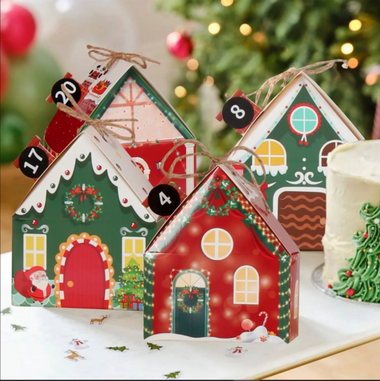 DIY Advent Calendar Kit - Set of 28 Christmas House Boxes with Numbers
