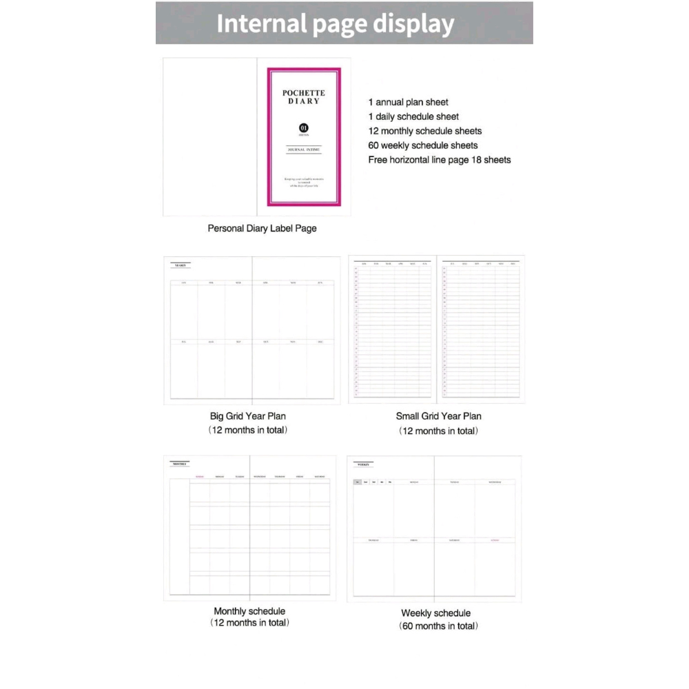 Internal page display leather planner