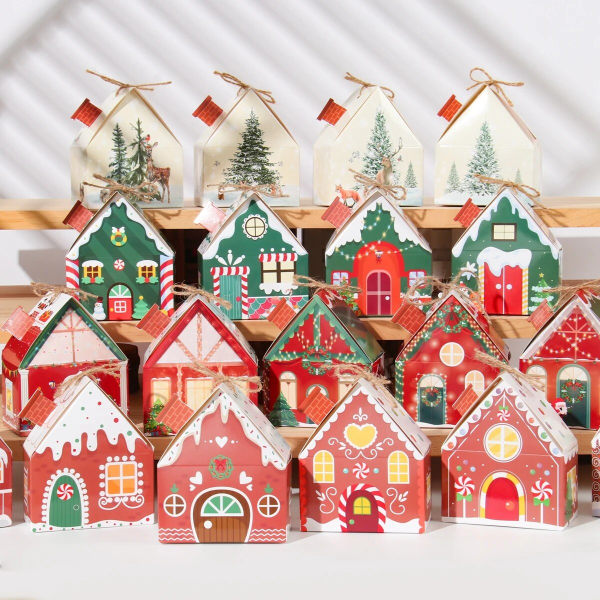 DIY Advent Calendar Kit - Set of 28 Christmas House Boxes with Numbers