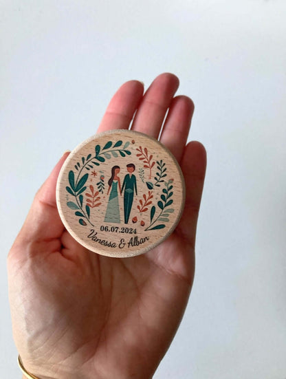 Boîtes à alliances en bois personnalisée - Motif Feuillage
