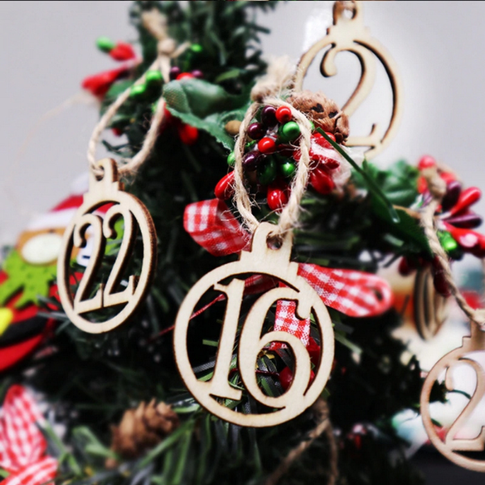 Set of 25 Wooden Advent Numbers 