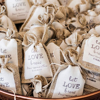 Sachets dragées en jute