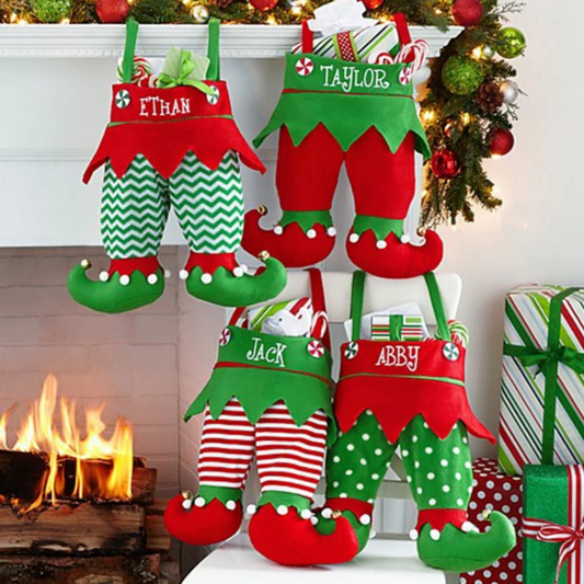 Personalized Christmas Elf stocking Bag