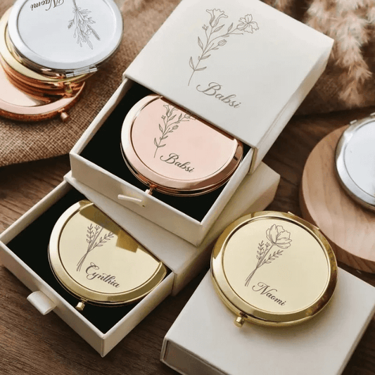 miroir personnalisé avec boite cadeau assortie