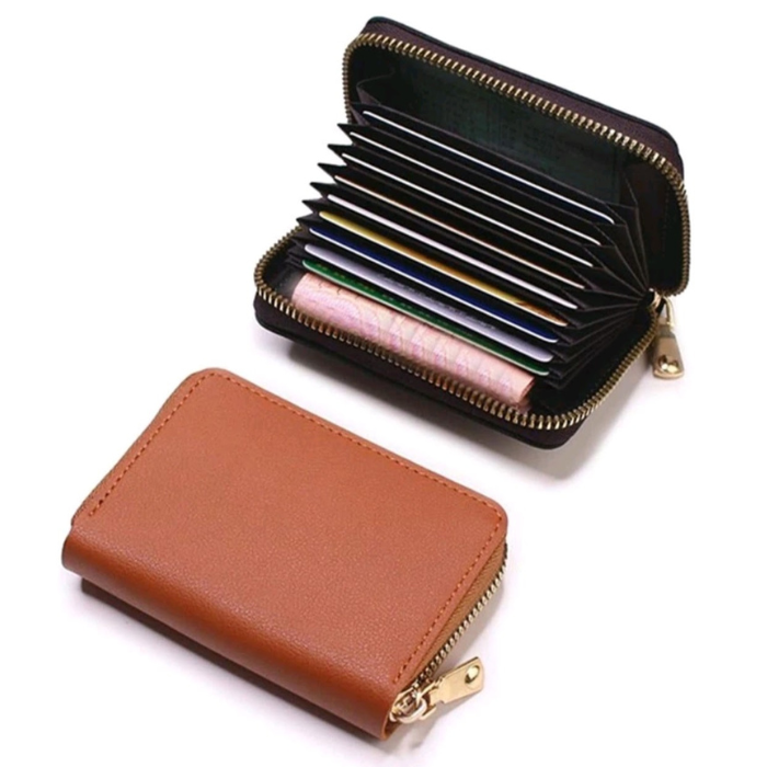 Porte monnaie budget avec compartiment, couleur tabac