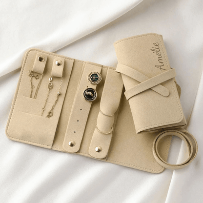 Rouleau à bijoux de voyage personnalisé, idée cadeau anniversaire femme ou fille