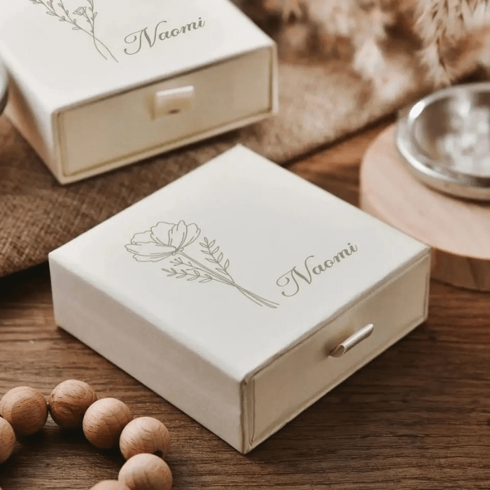 Boite cadeau personnalisée pour miroir de poche avec prénom