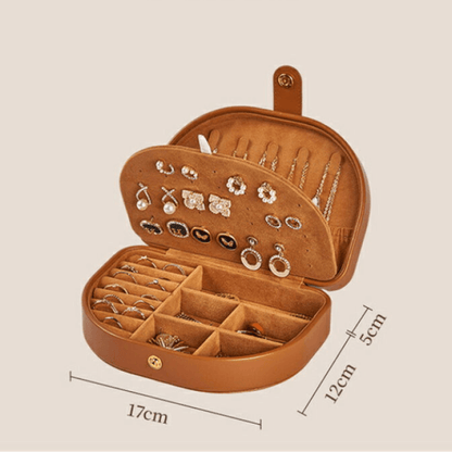 dimensions boite a bijoux en simili cuir marron