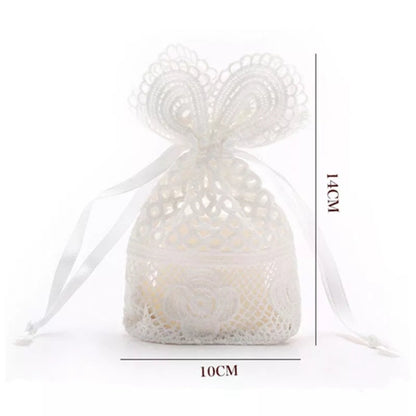 Dimensions des pochons à dragées en dentelle et crochet pour mariage ou batême