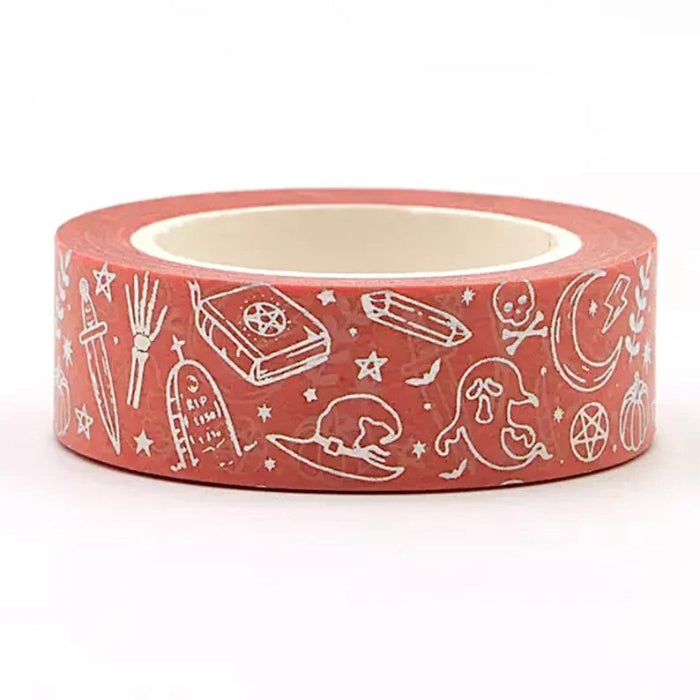 rouleau de masking tape halloween rose corail