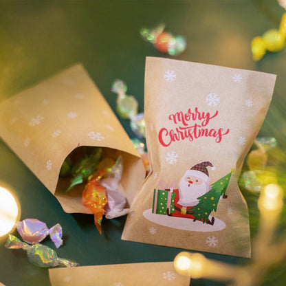 24 Petits Sachets kraft pour Noël avec autocollants