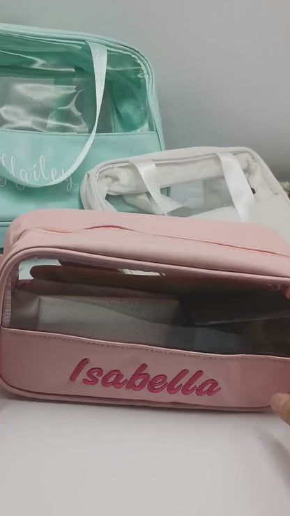 Trousse de toilette transparente personnalisée