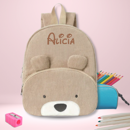 Sac de maternelle personnalisé en velours, idéal pour une petite fille ou un petit garçon.