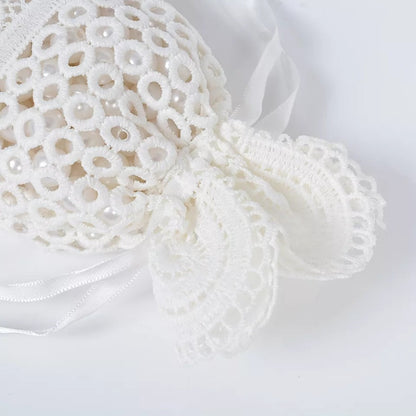 sachet dragées mariage en dentelle et crochet