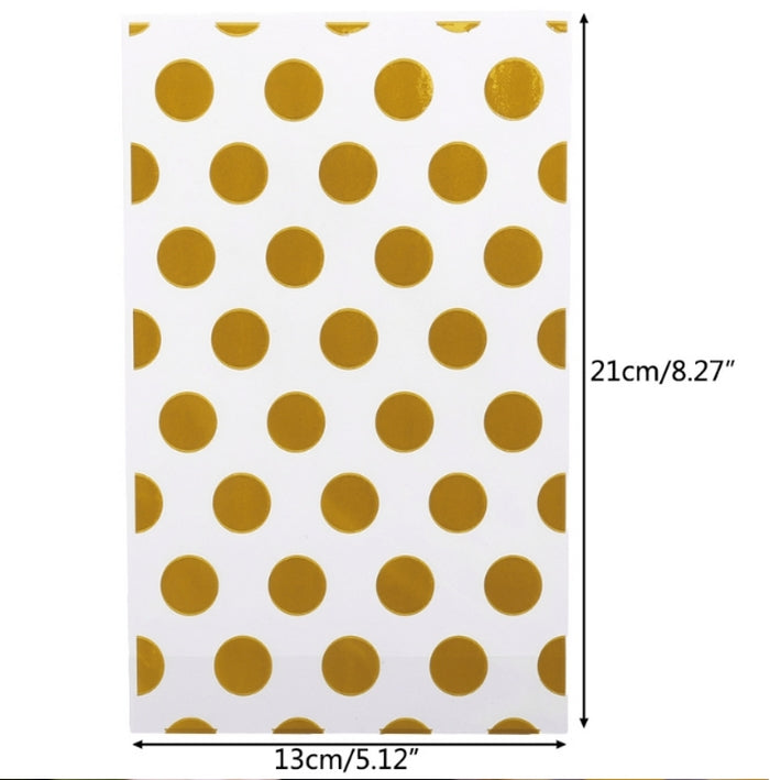 sachets transparents pour biscuits faits maison - motif pois dorés - 13*21 cm 