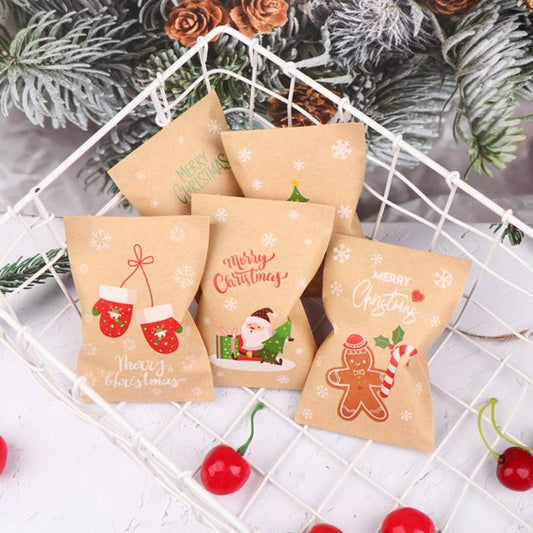 Set of 24 Christmas kraft paper bags with stickers