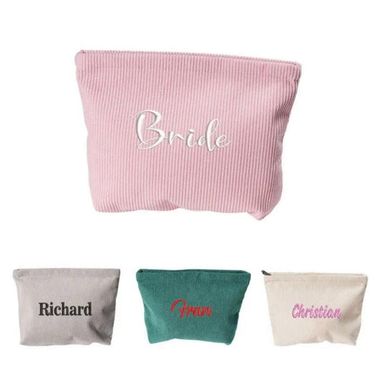 Pochette en velours côtelé personnalisable avec prénom