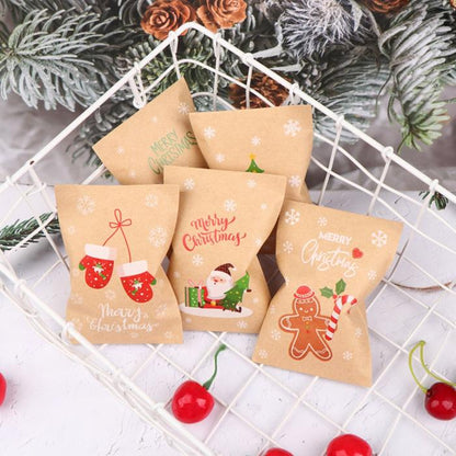lot de 24 sachets kraft  aux motifs de Noel avec autocollants, pour emballage cadeaux